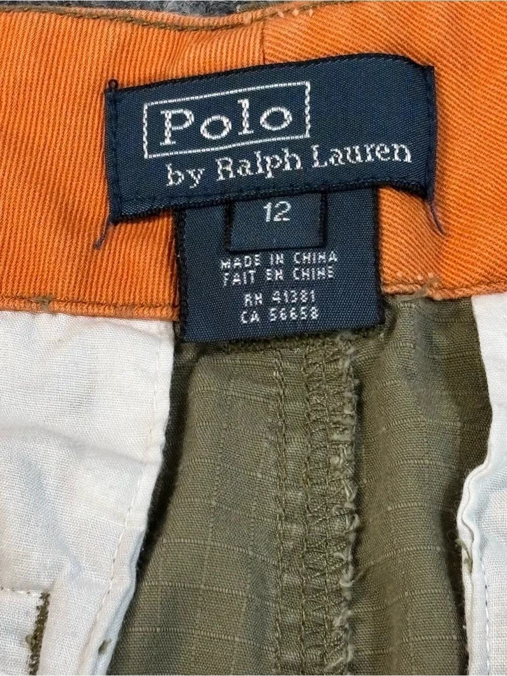 Polo Ralph Lauren Boys 12 Cargo Shorts Green Ripstop Mountain Div RL-65 Patch